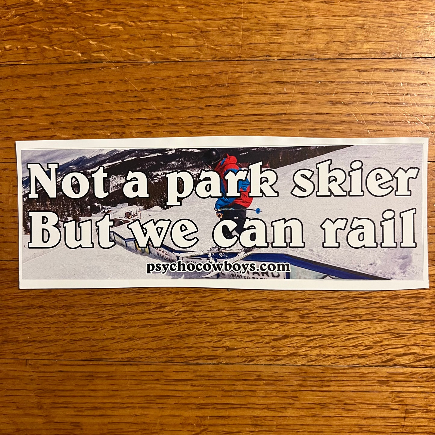 Not a park skier But we can rail Bumper Sticker