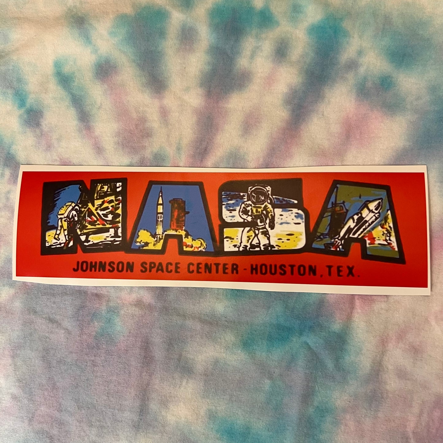 Vintage NASA Johnson Space Center Houston Texas Bumper Sticker Recreation