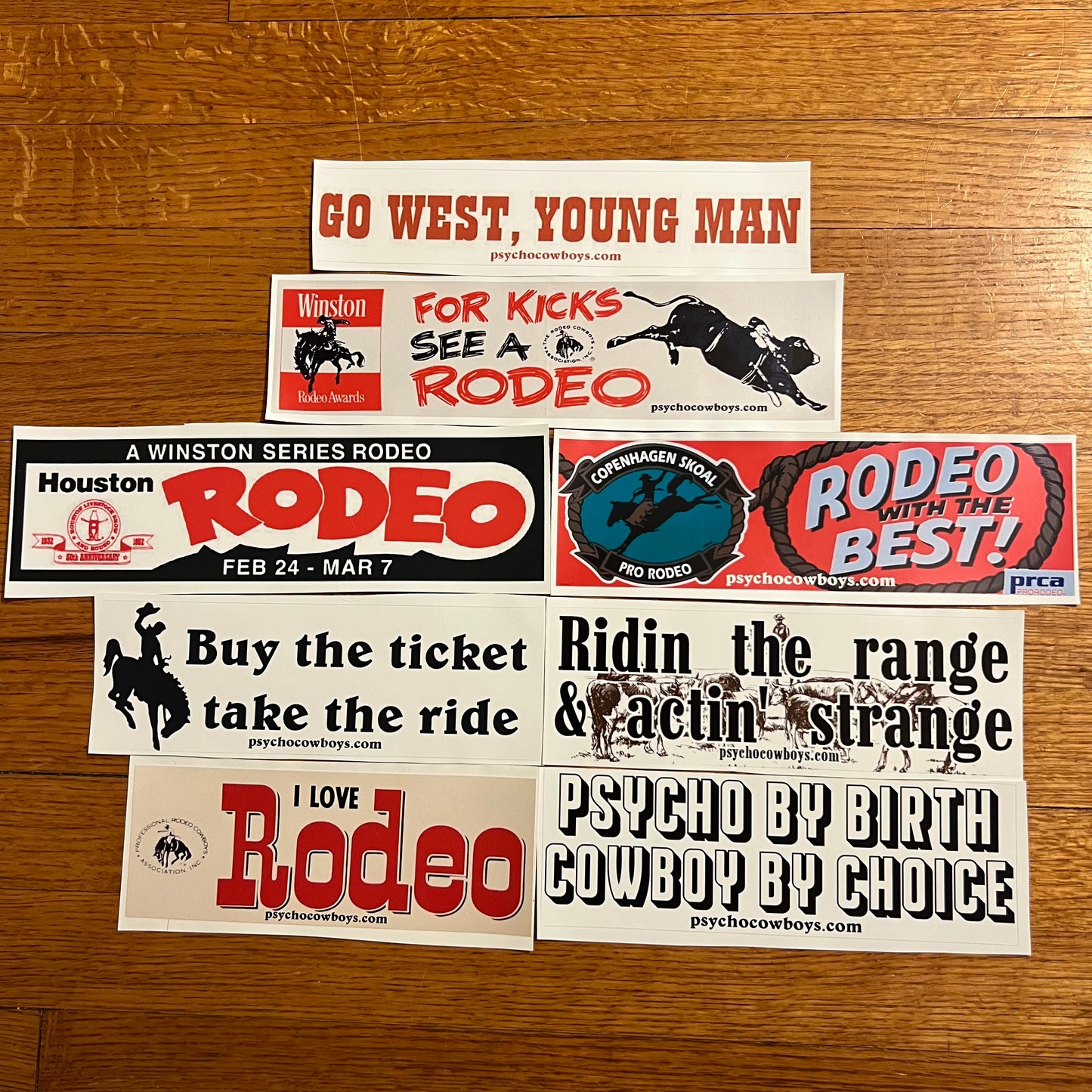 Vintage Rodeo & Western Themed Bumper Sticker Pack