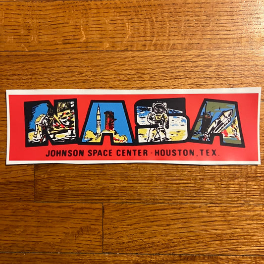 Vintage NASA Johnson Space Center Houston Texas Bumper Sticker Recreation