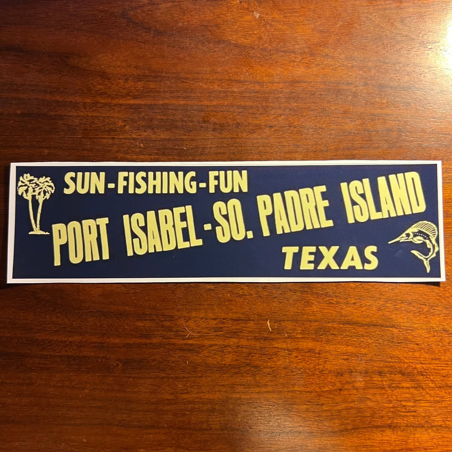 Vintage Inspired South Padre Island/Port Isabel Texas Beach Fly Fishing Reproduction Bumper Sticker