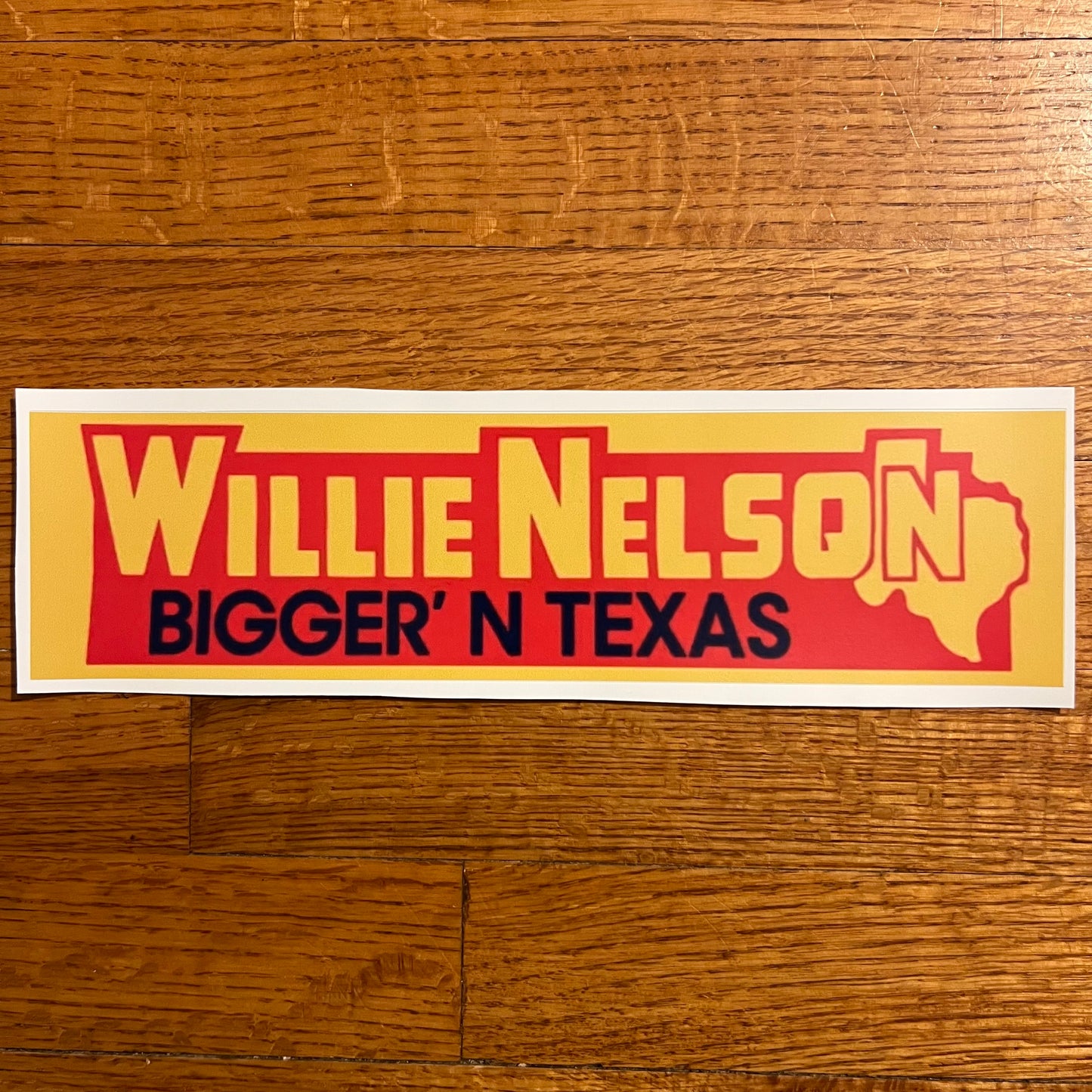 Vintage Inspired Willie Nelson Bigger’N Texas Classic Country Cowboy Bumper Sticker Reproduction