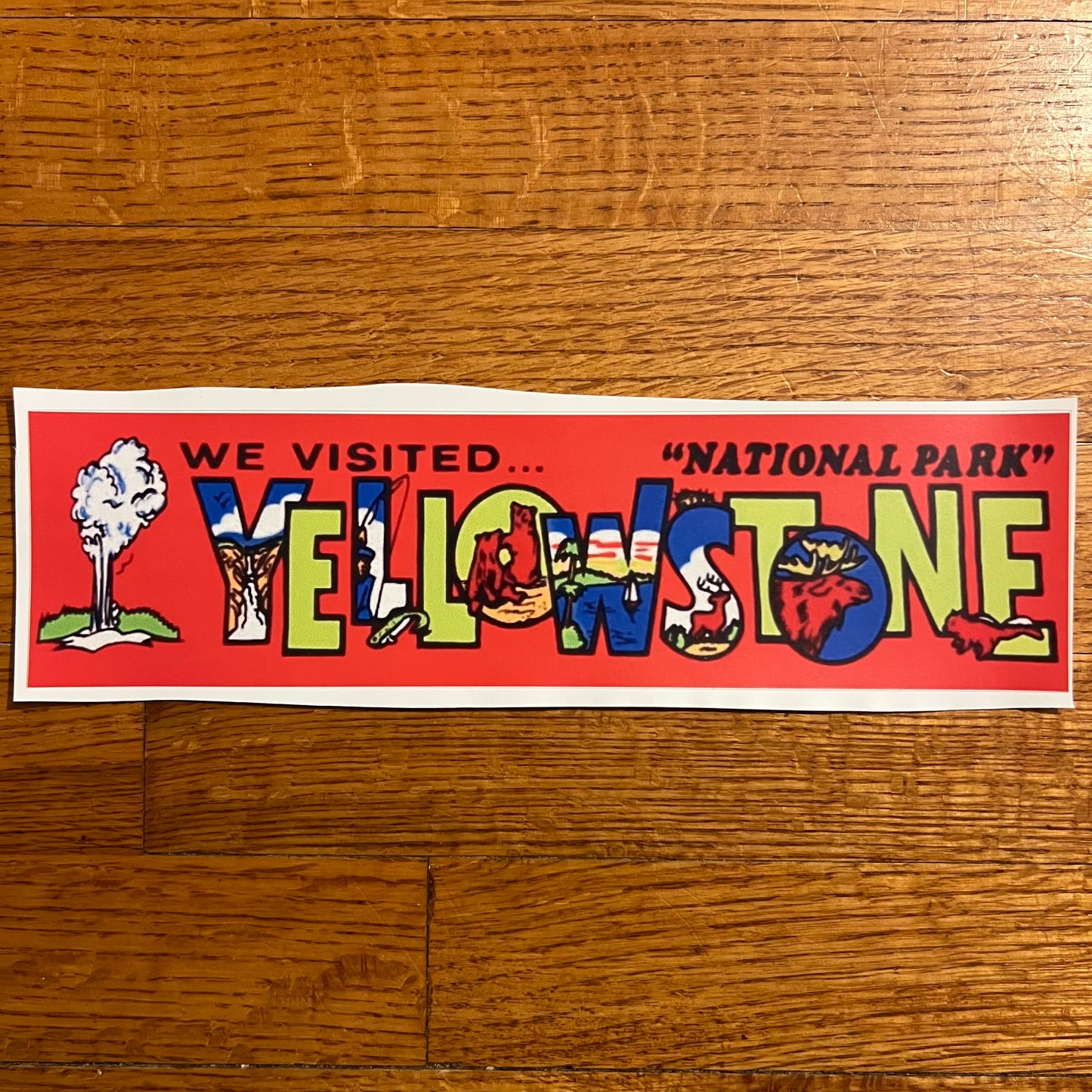 Vintage Inspired Yellowstone National Park Tourism Bumper Sticker Reproduction