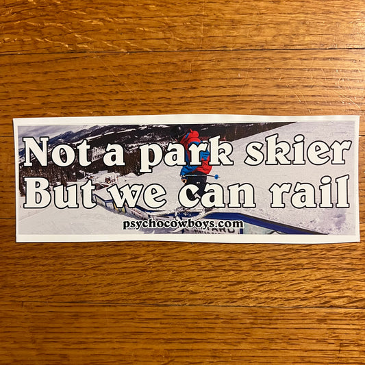 Not a park skier But we can rail Bumper Sticker