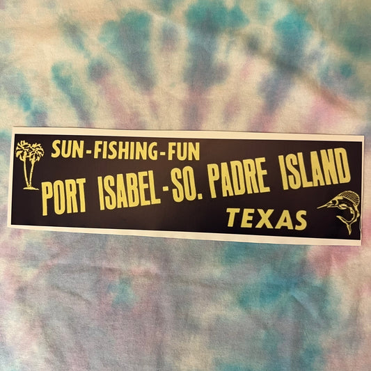 Vintage Inspired South Padre Island/Port Isabel Texas Beach Fly Fishing Reproduction Bumper Sticker