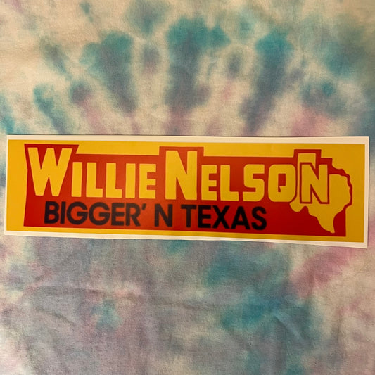 Vintage Inspired Willie Nelson Bigger’N Texas Classic Country Cowboy Bumper Sticker Reproduction