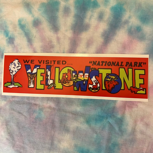 Vintage Inspired Yellowstone National Park Tourism Bumper Sticker Reproduction