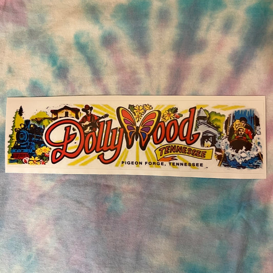 Vintage Inspired Dollywood Tennessee Tourism Reproduction Bumper Sticker