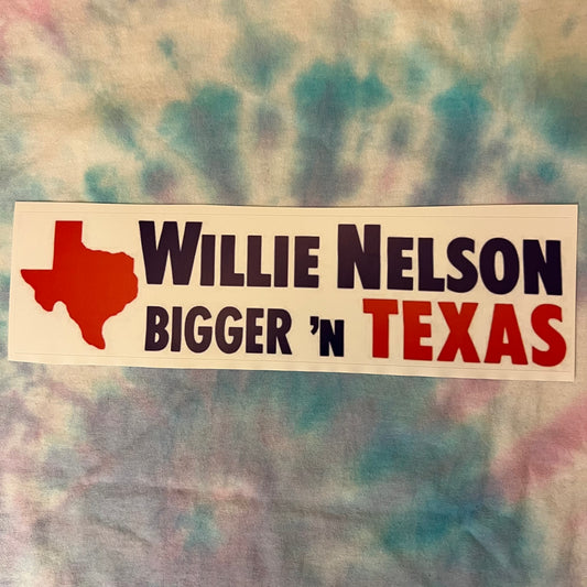 Vintage Inspired Willie Nelson Bigger’N Texas Classic Country Cowboy Bumper Sticker Reproduction