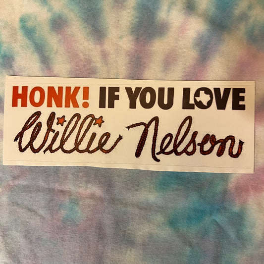 Vintage Inspired Honk If You Love Willie Nelson Texas Classic Country Reproduction Bumper Sticker