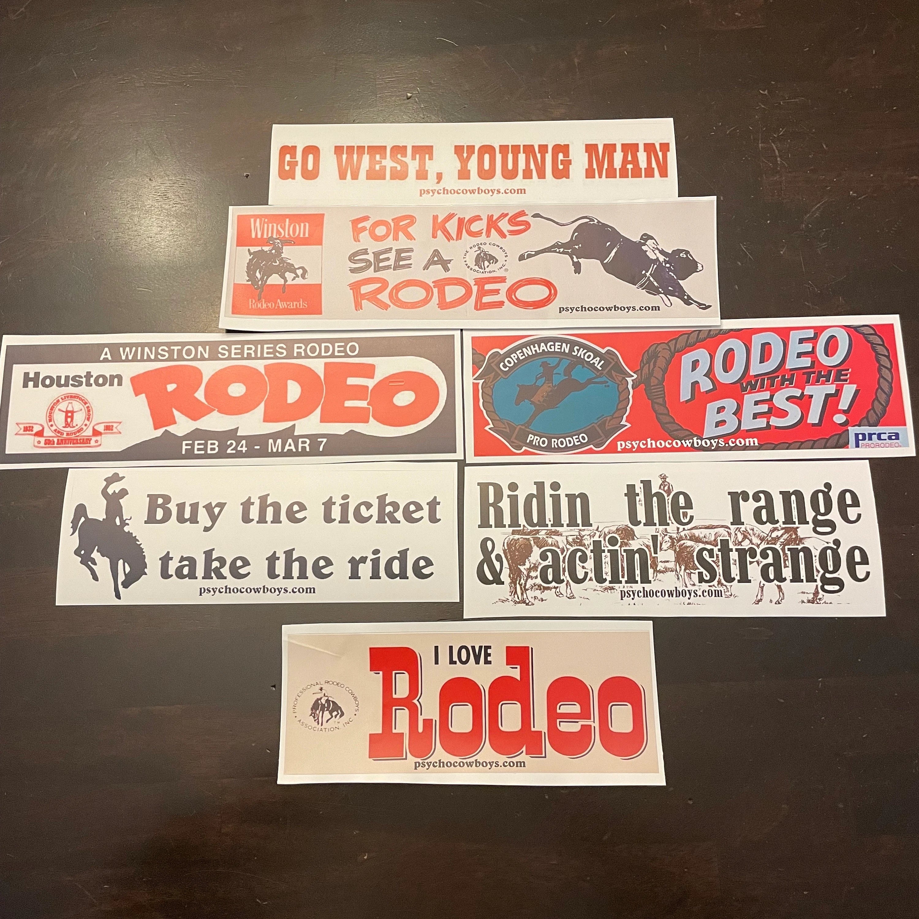 Vintage Rodeo & Western Themed Bumper Sticker Pack – Psycho Cowboys